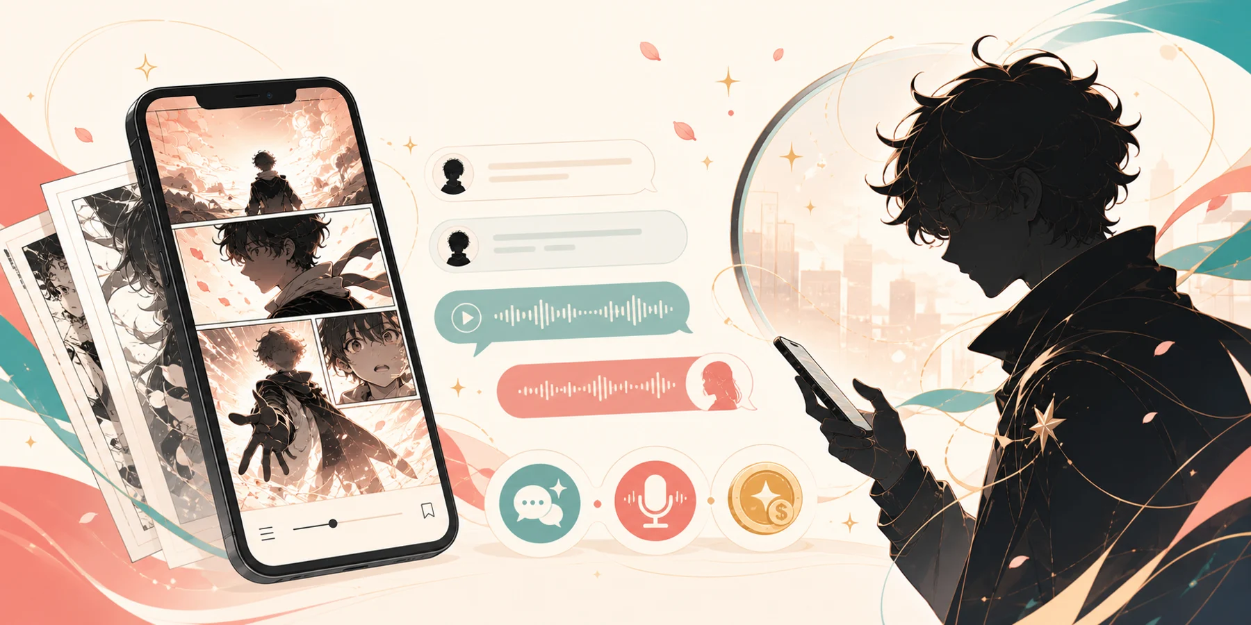 Manga reader and character chat service visual